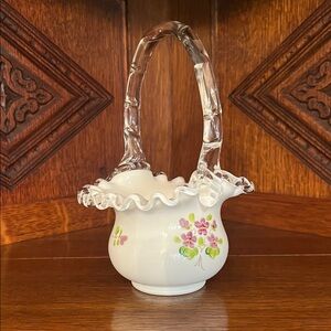 Fenton hand painted basket